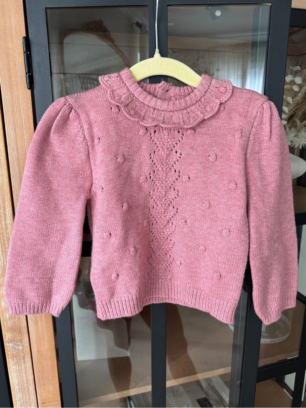 Mayoral blush knit sweater collar scalloped ruffle toddler baby girl